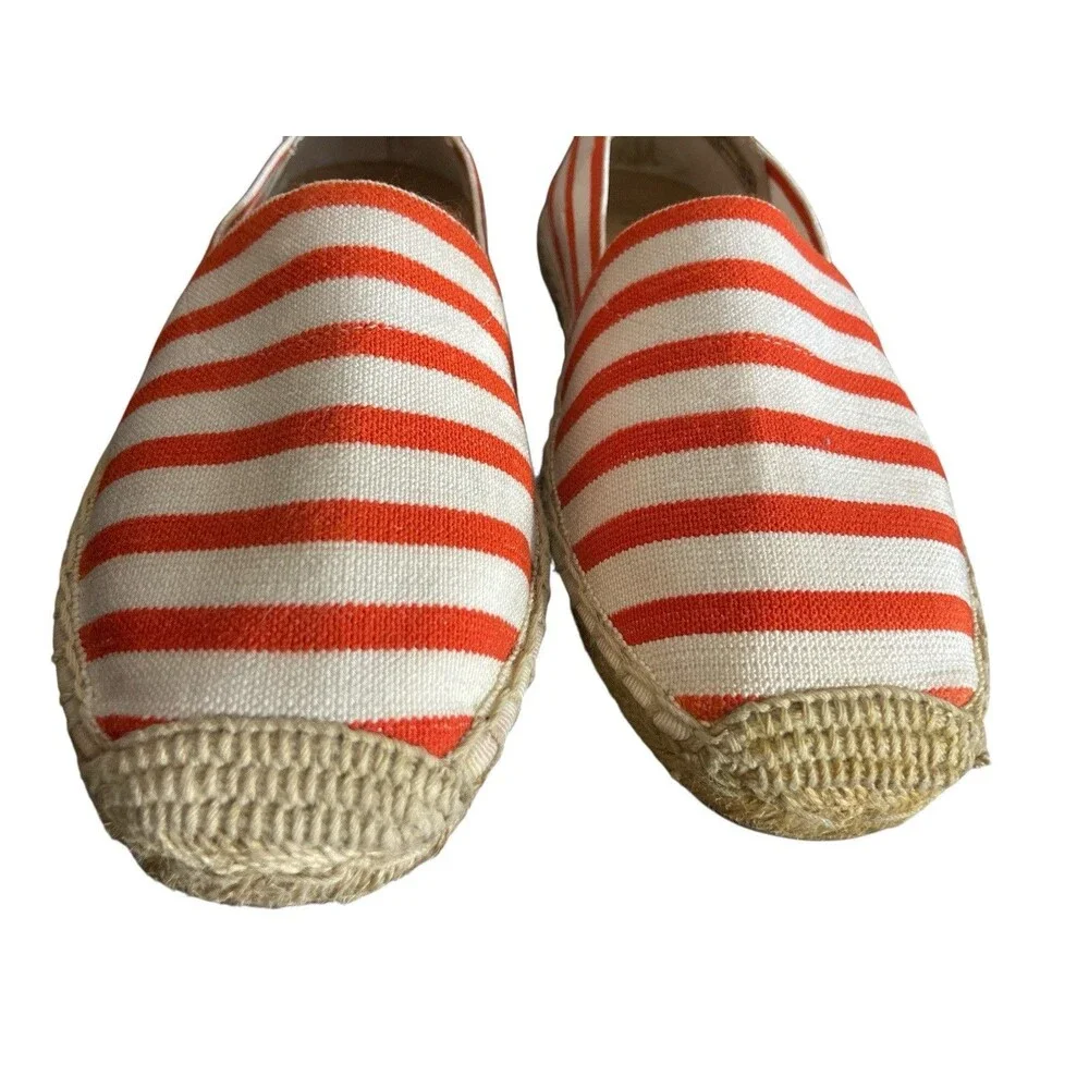 Vionic Women’s Espadrilles‎ Flats Orange White Striped Canvas Slip-On Shoes 6.5